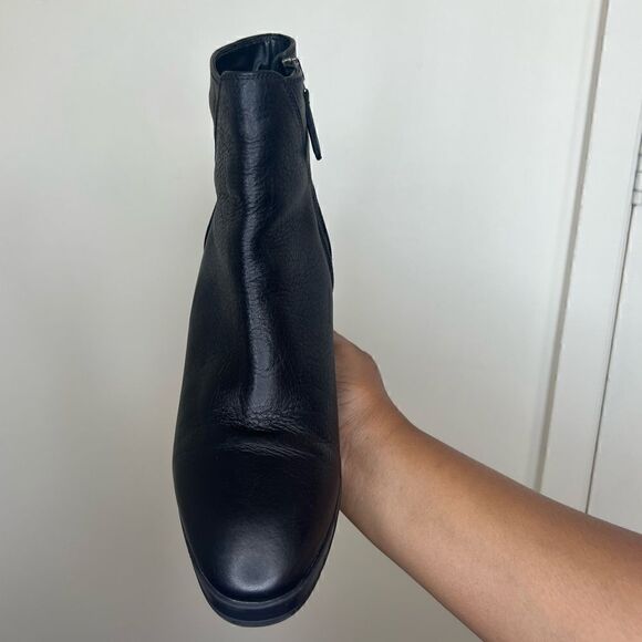 Aquatalia Black Weatherproof Judy Tumbled Calf Leather Wedge Heel Booties 9.5 - Picture 12 of 15